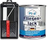 Plid® Fliesenfarbe Badezimmer & Küche [FEUCHTIGKEITSBESTÄNDIG] Fliesenlack Anthrazitgrau 0.75l fürs Bad - Fliesen neu streichen & lackieren im Innenbereich - 3in1 Fliesen Farbe Lack - Made in Germany