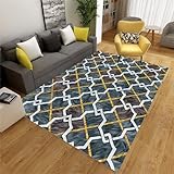 LKTRUK Waschbarer Teppich Blauer Teppich Für Schlafzimmer, Rutschfester Teppich Für Wohnzimmer, Blauer Teppich Wohnzimmerteppich Modern Vorraum Teppich Blau 120X200Cm 3Ft 11.2''X6Ft 6.7''