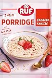 RUF Porridge Erbeer Vanille, Instant Haferbrei mit Erdbeer-Stückchen und Vanille, sommerliche Hafermahlzeit in 3 Minuten zubereitet, 1 x 65g Beutel