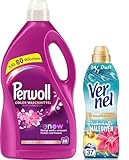 PERWOLL Blütenrausch Waschmittel (80 WL) - Feinwaschmittel reinigt sanft und erneuert farbige Textilien, mit Dreifach-Renew-Technologie & VERNEL Aromatherapie Zauberhafte Malediven Weichspüler (37 WL)