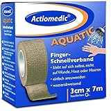 ACTIOMEDIC wasserabweisender, elastischer Schnellverband, selbstklebend I Abreißbare Bandage in Blau / Hautfarben I Hypoallergenes Klebeband, 3cm x 7m