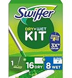 Swiffer Bodenwischer Dry & Wet Starter-Set Zum Reinigen Von Hartholz Und Böden, Enthält: 1 Bodenwischer, 16 Trockene Bodentücher, 8 Feuchte Bodentücher