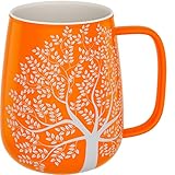 amapodo Jumbotasse - Große Tasse 600ml - XXL Tasse Groß - Grosse Kaffeetasse - Bürotasse - Kaffeepott - Geburtstag Geschenk Frauen - Kaffeebecher Porzellan - Keramik Tasse groß - Orange