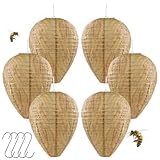 6 Stück Wespennest Attrappe Wetterfest, Hornissennest Attrappe, Künstliches Wespennest, Wespen Nestbau Verhindern, Aufhängen Falsches Wespennest für Vertreibe Wespen vor Haus und Garten