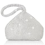 OSDUE Modische Abend Clutch, Clutch Damen, Handgelenktasche, Glitzer Abendtasche, für Abschlussball, Cocktailparty, Hochzeit, Verlobung (Silber)