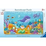 Ravensburger Kinderpuzzle - Tierkinder unter Wasser - 15 Teile Rahmenpuzzle für Kinder ab 3 Jahren