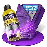 NIVOLOX® Auto-Pflegeset: Pro Auto Shampoo (500ml Piña-Colada) & XXL Mikrofaser-Trockentuch 1400 GSM 90x60cm – Lackschonend, Extrem Saugstark & Streifenfrei