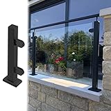 Geländerpfosten-System aus schwarzem Glas, strapazierfähig, bodenstehend, Balustradenpfosten für Flure und Decks, kommerzielle Nutzung Handlauf-Set