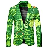 St. Patrick's Day Sakko Herren Festlichen Print Sportlich Slim Fit Blazer Party Herrenjacke mit Shamrock Clover Langarm Mantel Sakko Herren St. Patrick's Blazer Sportlich Slim Fit Elegante Blazer