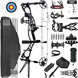 CENWTY Compound Bogen Set Erwachsene, 0-70 LBS, Zuglänge 18'-30', Bogenschießen Jagdbogen mit allem Zubehör für Bogenschießen Jagd Zielschießen Praxis LRT/RTH (Schwarz 1)