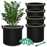 BLIENKREBY 5 X 30L Pflanzsack aus Vliesstoff, 7 Gallonen Pflanzen Tasche, Kartoffel Pflanzsack mit Pflanzenschilder zum Beschriften, Pflanzbeutel für Balkon Terrasse Gewächshaus Garten