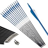 S F Bogenschießen Erwachsene Pfeile für bogenschießen Carbonpfeile，Geeignet für compoundbogen Recurvebogen Langbogen-12 Stück （30 Zoll）