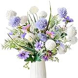 YMIFEEY Kunstblumen wie Echt Künstliche Blumen Frühling Wildblume Blumenstrauß Künstlich Seidenblumen Fake Blumen Pflanzen Zweige Deko Artificial Flowers für Zimmer Tisch Draußen (Lila)