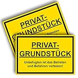 2 Stück Privatgrundstück Unbefugten ist das Betreten und Befahren verboten Schild 20 x 30 cm aus stabiler PVC Hartschaumplatte 3mm Achtung Privatgrund Schild mit UV-Schutz von STROBO