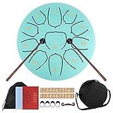 DICLLY Tongue Drum 11 Noten 6 Zoll,Zungentrommel Scheibentrommel,Steel Pan Töne Schlaginstrument Hand Pan Drum mit Zubehörbox,Tasche,Fingerpick,Musikbuch und Schlägel für Meditation Yoga Klangheilung