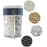 4 in 1 Kuchen Dekoration 160g perle Zucker streusel Perlen Tortenaufsätze Zuckerstreusel für Hochzeiten und tägliche Kuchendekorationen Geburtstagskuchen(Weiß, Super Goldene, Silber, Schwarz)