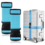 Tatxmalv 2 Stück Koffergurte, Einstellbare rutschfeste Kofferbänder, Koffer Zubehör für Schnell Erkennen Koffer (Hellblau)