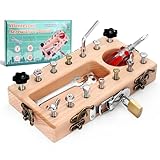 Cofvetia Werkzeugkoffer Kinder Spielzeug ab 3 4 5 Jahre, Montessori Busy Board Spielzeug, Holz Schraubbrett Kinderspielzeug mit Zubehör, Geschenke für Jungen und Mädchen