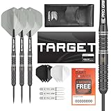 Target Darts Ares 23G Tungsten Steeldart Set - 9 Pro Grip Shafts - 9 Pro Ultra Flights - Darttasche, Dart Zubehör, Wolfram Dart Satz
