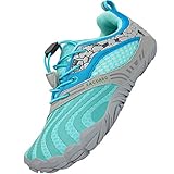 SAGUARO Kinder Barfußschuhe Mädchen Traillaufschuhe Jungen Trainingsschuhe Zehenschuhe Atmungsaktiv rutschfest Walkingschuhe Laufschuhe Schnell Trocknend Badeschuhe, Blau 28