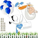 Klapperstorch SET zur Geburt Baby,Baby Geburt Klapperstorch Set,Kazaigou Storch Geburt für Draussen,Klapperstorch Zur Geburt Draußen,Holzstorch Zur Geburt,Storch Geburt Storch für Draussen
