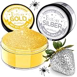 Essbarer Glitzer für Getränke - Fidton 2 Farben Lebensmittelfarbe Pulver Set, Glitzer Essbar für Torten, Fondant Gold, Donut, Edible Glitter für Getränke, Cocktail, Essbares Gold und Silber - 5 g
