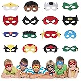 URAQT Masken, 16 Stück Cosplay Masken, Kindermasken für Mädchen Jungen, Maske zum Halloween Party Kindergeburtstag Karneval, Multicolor