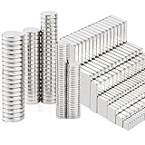 300 Stück Neodym Magnete Extra Stark - 4 Verschiedene Größen, Silber - Kleine Magnete für Magnettafel, Whiteboard, Handwerk, Kühlschrankmagnete