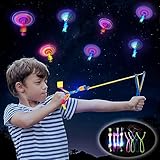 Dioxide 15 Stück LED-Licht-Nacht Hubschrauber Schleuder Spielzeug, Helikopter Fliegen Spielzeug, Partyspielzeug für Kinder Kindergeburtstag Gastgeschenke Partygeschenke Set Elastic Power Slingshot