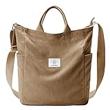 KALIDI Damen Handtasche Cord Shopper Schultertasche Casual Umhängetaschen Groß für Schule Arbeit Alltag Einkauf