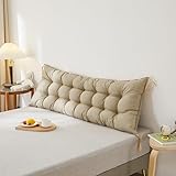Großes Kopfteilkissen, Kopfteilkissen mit Befestigungsbändern, Lesekissen, lange Rückenstütze, Lendenwirbelstütze, Nackenrolle für Erwachsene, Bettruhe für Bett, Sofa, Tatami, Tagesbett, Wand (Beige
