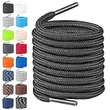 TULMERO Schnürsenkel Wanderschuhe 2 Paare Schwarz 150cm Rund - Reißfeste Schuhbänder - Strapazierfähiges Polyester Shoe laces - Ø4mm