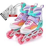 meteor verstellbare 4‑in‑1 Kinder Inline-Skates – Rollschuhe Inliner Schlittschuhe – ABEC‑7 PU‑Räder Aluminiumrahmen – Größen XS 25‑28 S 30‑33 M 34‑37