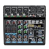 Depusheng M6 6 Kanal DJ Mixer tragbare Bluetooth MP3 audio mischpult integrierte 256 digitale Effekte USB Schnittstelle für Computeraufzeichnung Live Streaming Podcasting Karaoke