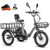 Fafrees F20 Mate Dreirad e Bike, 2025 E-Bike 3 Rad 48V 23.45Ah Akku, Elektro Dreirad Klapprad 20 * 3.0 Zoll, Hydraulischer Bremsstarter, Lasten ebike für Erwachsene (Vorderkorb + Kleiner Korb, Blau)