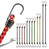 HAYATEC 12er Set Expander mit Haken Spanngummi mit Haken Gummiband mit Haken Gepäckspanner Spannseil Spanngurte Gummispanner mit Haken extra stark in 4 Längen für Transport und Ladungssicherung