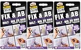 Pattex Kleben statt Bohren Fix & Ab, ablösbarer Montagekleber, stark haftender Wandkleber für Regale und Wandbefestigungen, ohne Beschädigung ablösbar, Kraftkleber hält bis zu 6kg, 3x 44g Tube