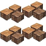 Yaheetech Holzfliesen Akazie 30x30 cm, 108er Set-ca. 10,4 m² Leicht Verlegbar Terrassenfliesen Balkonfliesen Klicksystem, Wetterfest Bodenfliesen Gartenfliesen für Terrasse, Balkon & Garten, Holzfarbe