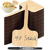 Gucass 40x Pflanzenschilder aus Bambus, Pflanzenstecker zum Beschriften inklusive Marker, Wetterfest Stecketiketten, Pflanzschilder, Pflanzen schilder für Gemüse, Kräuter, Blumen