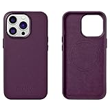 Mobiskin Hülle kompatibel mit Apple iPhone 14 PRO (6,1 Zoll), Handyhülle mit echtem Leder, Case, Schutzhülle, dünne Handytasche, Slim Cover, Lila, Violett, dunkel