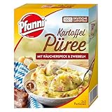 Pfanni Kartoffel Püree mit Räucherspeck & Zwiebeln für ein leckeres Kartoffelgericht mit 100% deutschen Kartoffeln 10x 150 g