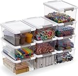 Citylife 10er-Set 1.25L Aufbewahrungsbox mit Deckel Klein, Stapelbar Transparente Griff Clips Kleinteile Kiste Elastisch, Robust Plastik Boxen für Bastelsachen gekauft, 17.7 x 13 x 8.2cm