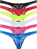 iKingsky Durchschauen Herren Strings Ausbuchtung T-Back Männer Unterwäsche Sexy Aiedrigen Taillen Tanga Unterhose (Medium, 6er Pack)