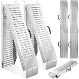 tectake® 2X Faltbare Auffahrrampen, Stahl Rampe, bis 400 kg belastbar, rutschfest, perforiert, Laderampe für Auto oder Anhänger, Auffahrrampe für Motorrad, Rasentraktor, Rollstuhl, Fahrrad (186 cm)