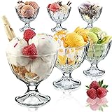 KADAX Eisbecher Glas Set, Eisschalen, Dessertgläser mit Fuß, Eisgläser, Dessertschalen für Eiscreme, Desserts, Obst, Vorspeise, Cocktails, Dessertgläser, Eiscremegläser (6, 300 ml)