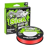Berkley Sick Braid – 8-fach geflochtene Angelschnur, super glattes 8-fach Multifaden PE Raubfischgeflecht, Angelschnüre 150-300 m zum Süßwasser- oder Salzwasser-Meeresangeln, Red