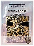 YEAUTY BEAUTY BOOST Tuchmaske, glättet und perfektioniert dein Hautbild mit einer Goldfolie und Baumwollschicht, deine Grundlage für eine schöne Haut, 1x 1 Stück