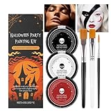 Generisch Halloween Schminke,Schminkfarbe Weiß Schwarz Rot Für Gesicht & Körper Mit Pinseln | Leuchtende Farben, Makeup Set Für Halloween, Bühne Und Mottopartys