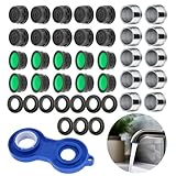 TIESOME 21 Stück Strahlregler Wasserhahn Set, Strahlregler m24 Für Wasserhähne m24 Wasserhahn Cache Luftsprudler Filter (10 Belüfter 10 Abstandshalter 1 Schraubenschlüssel)