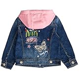 Peacolate 2-8 Jahre kleine Mädchen Pailletten Mäntel Stickerei Schmetterling Jeansjacke (Vogel,9-10J)